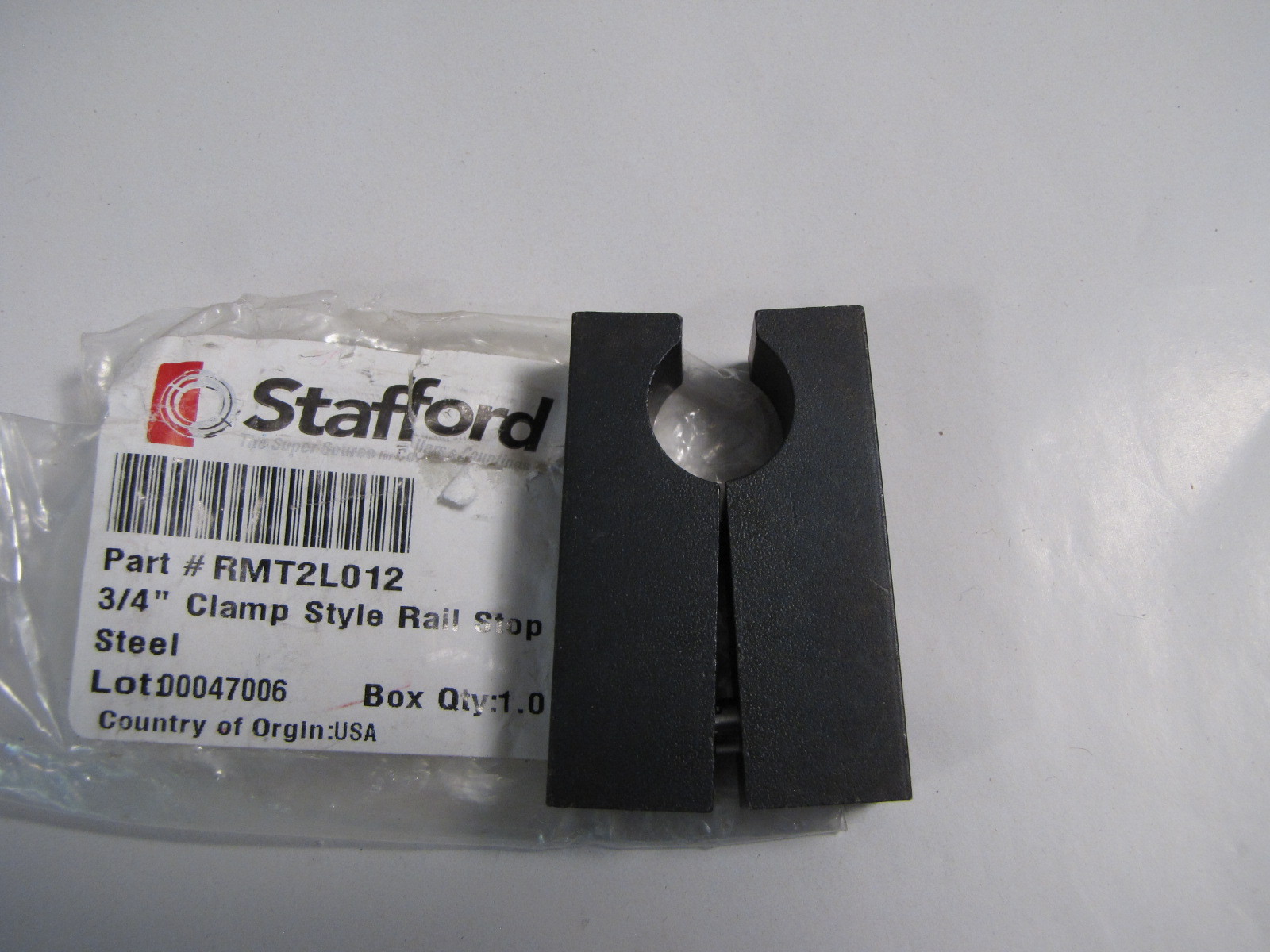Stafford RMT2L012 Steel 3/4″ Clamp Style Rail Stop NEW
