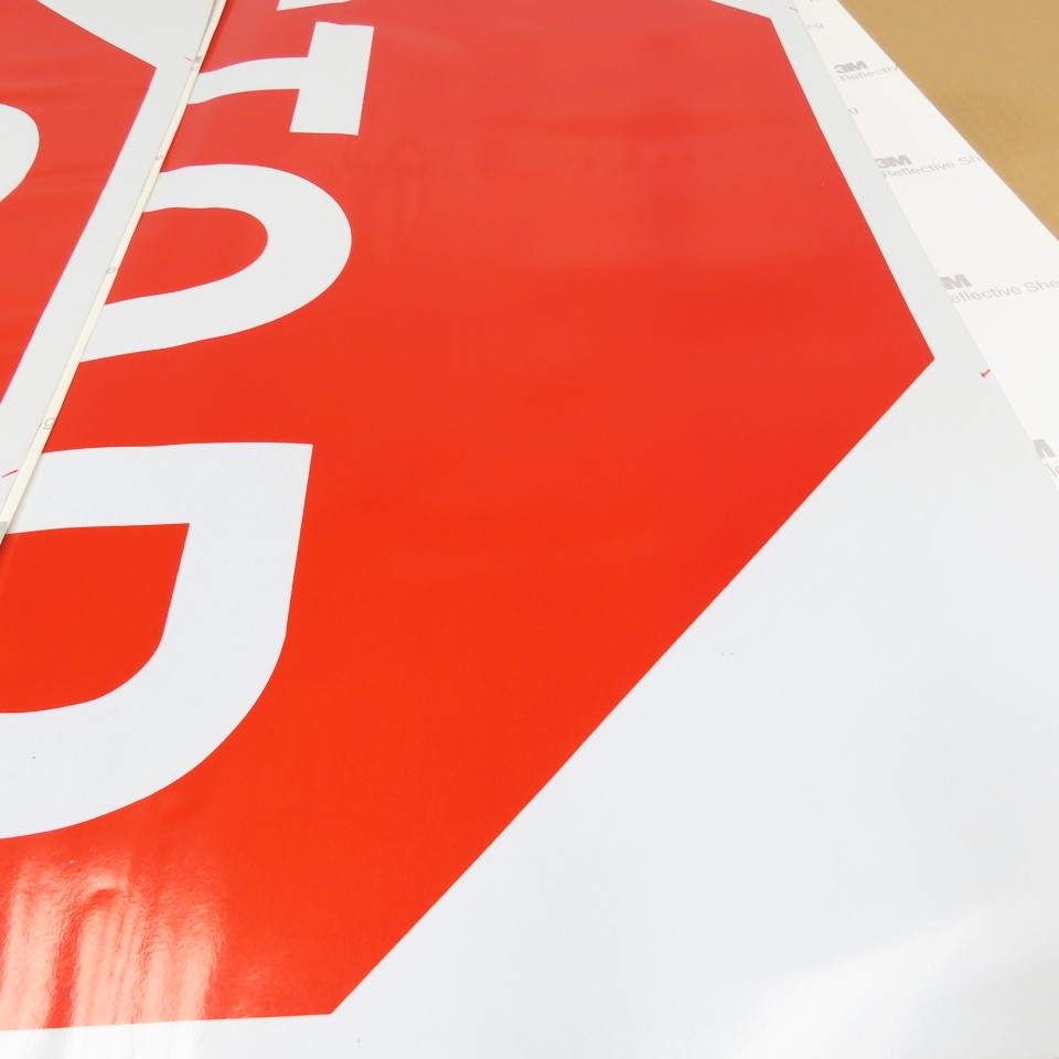 3M STOP SIGN 30″x30″ Reflective Factory Floor Wall Sticker Lot Of 7