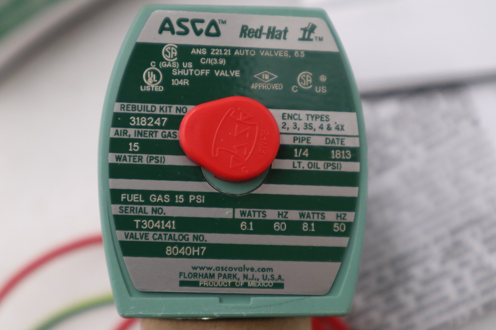 NEW ASCO REDHAT 8040H7 110/120V 15PSI 1/4″ NSNP STOCK H616A
