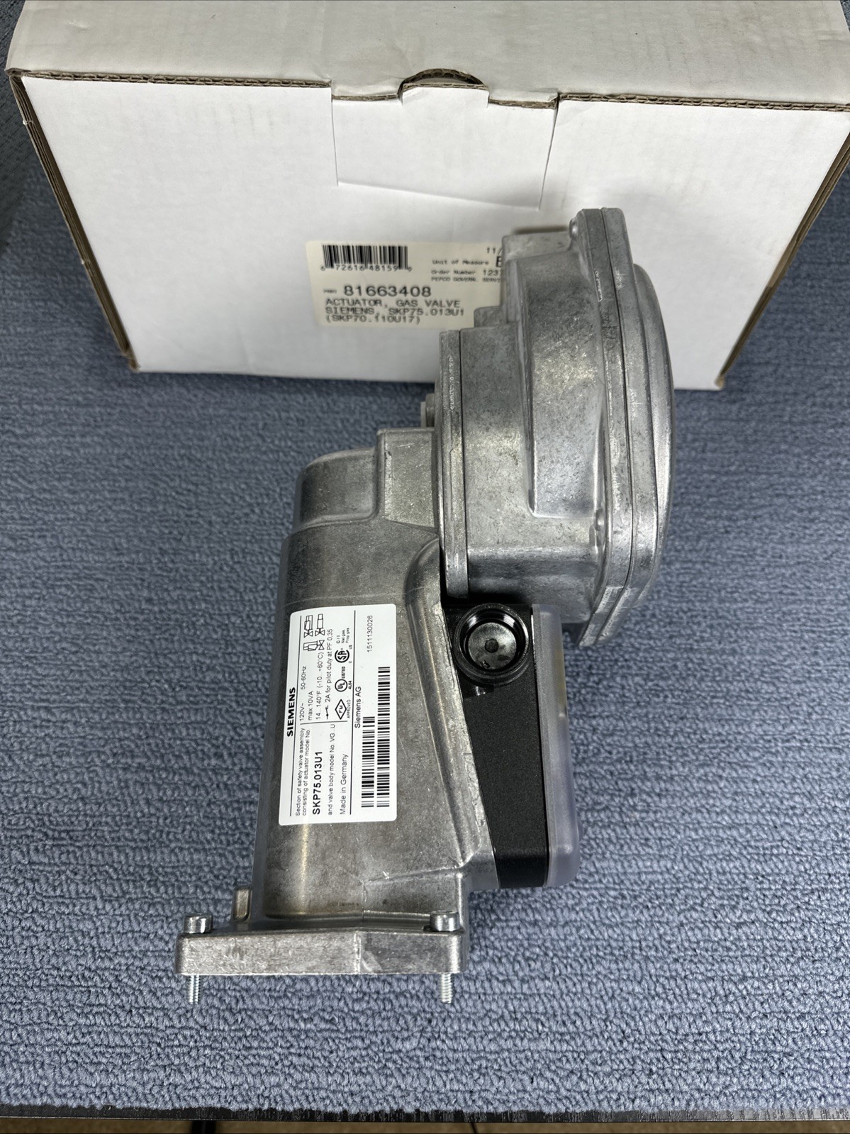 Siemens SKP75.013U1 120V Gas Valve Actuator