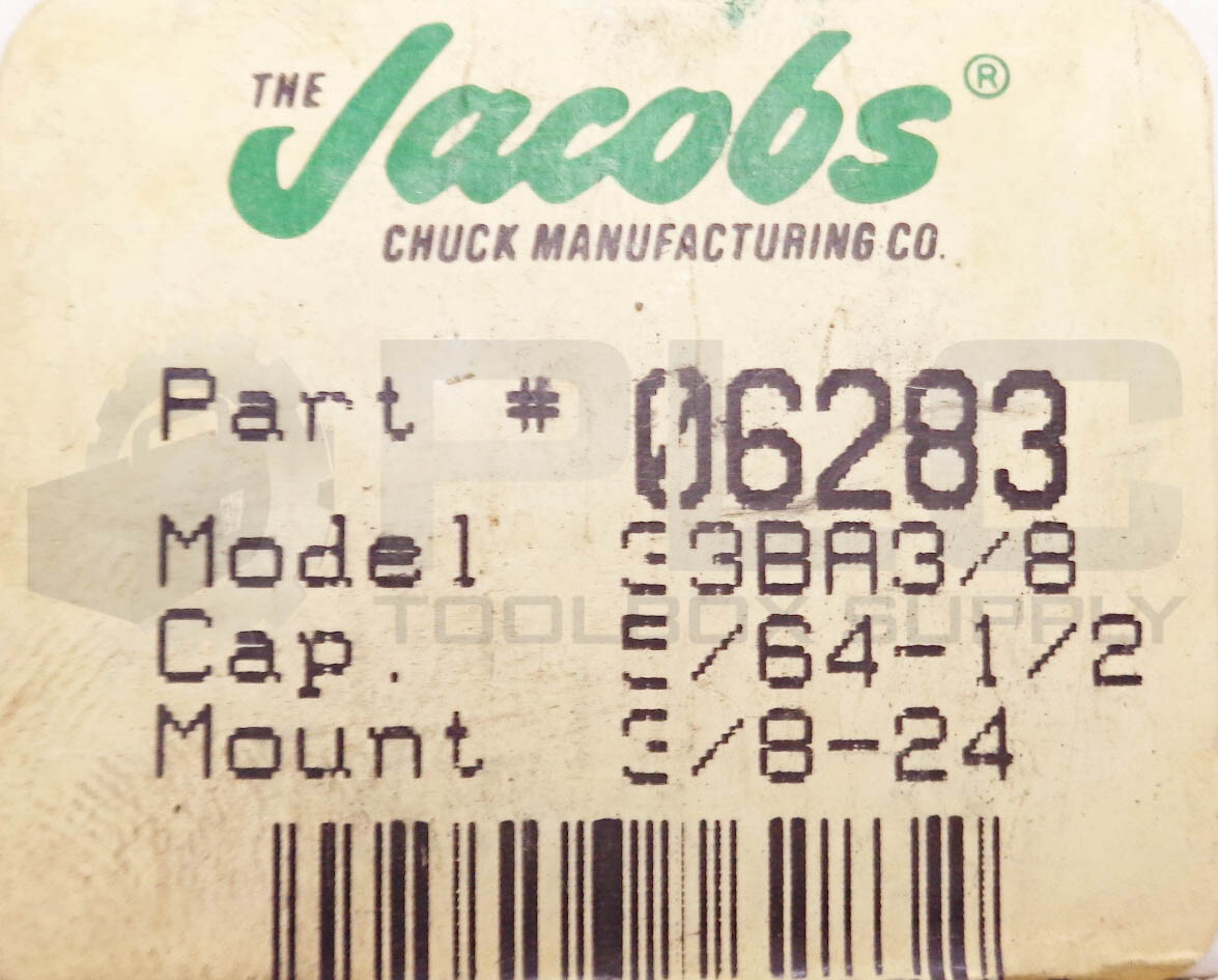 NEW JACOBS 06283 CHUCK W/ KEY 5/64″-1/2″ CAP, 3/8-24 MOUNT, 33BA-3/8-24, 33BA3/8