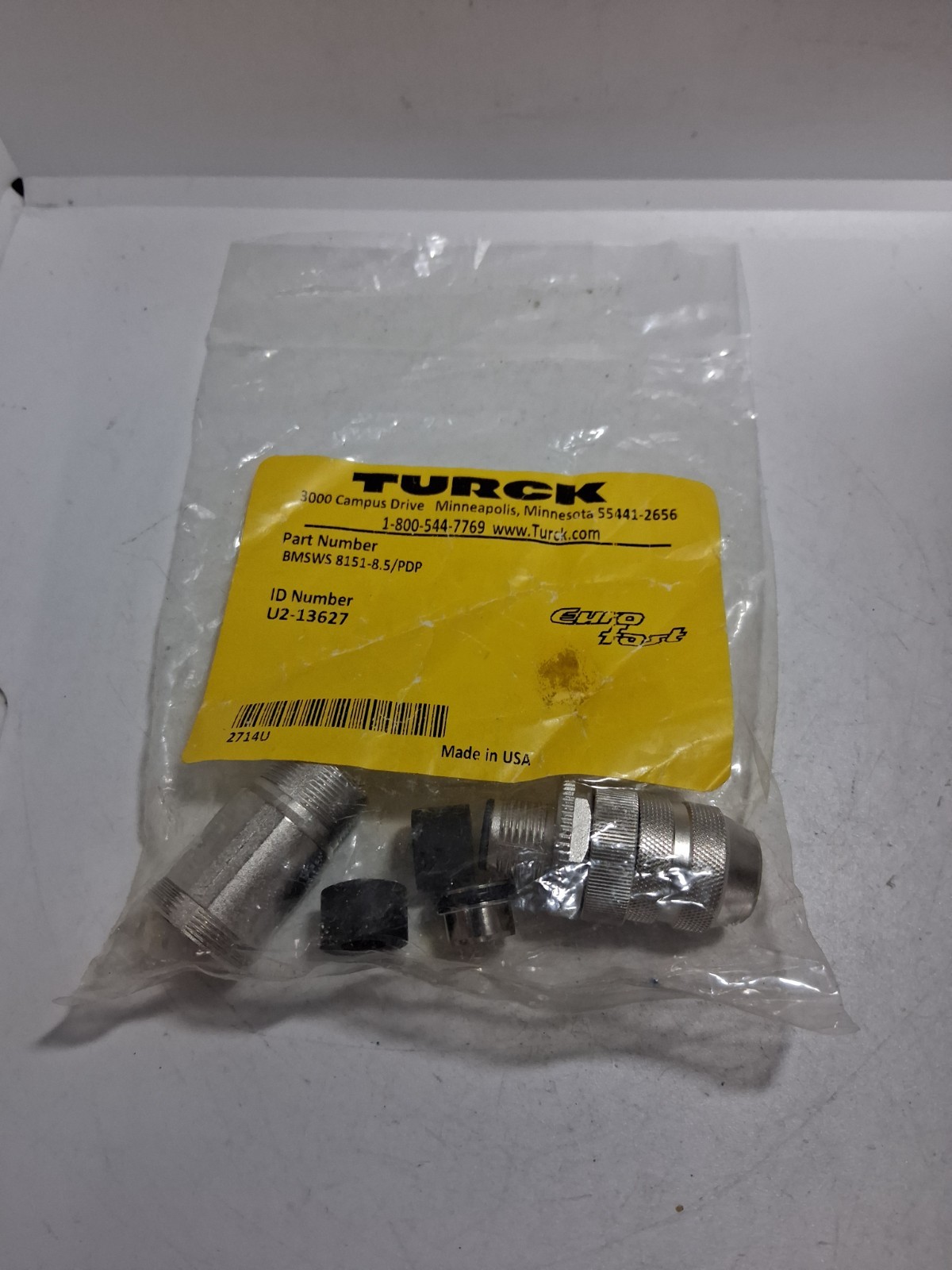 TURCK BMSWS 8151-8.5/PDP CONNECTOR (U2-13627) EURO FAST NIB