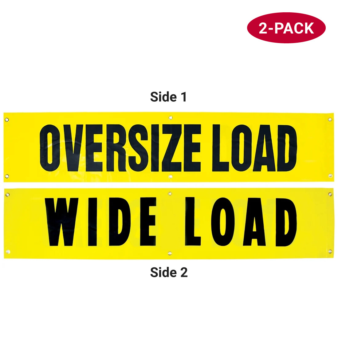 Wide Load/Oversize Load Banner – Brass Banner Grommets – 18″ x 84″ – 2 Pack
