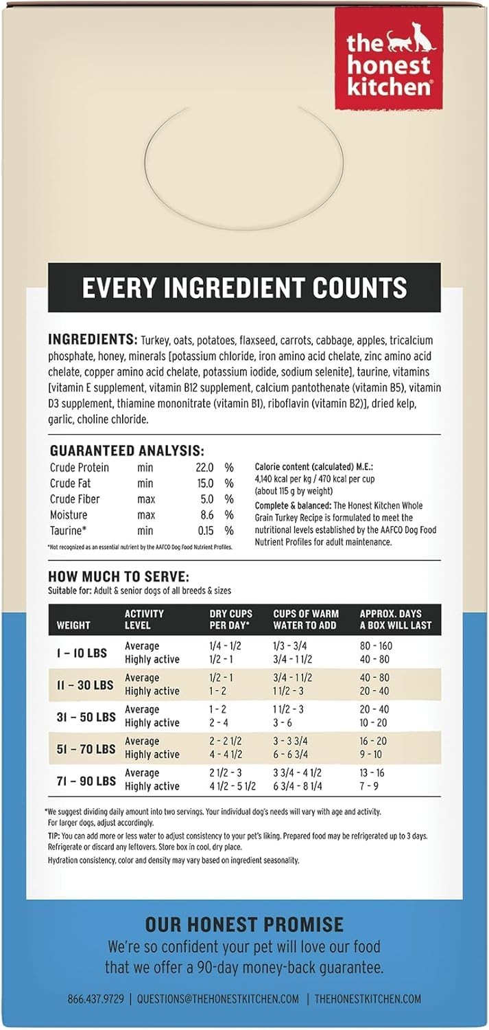 The Honest Kitchen Wholemade Whole Grain Adult Dehydrated Dog Food – Turkey