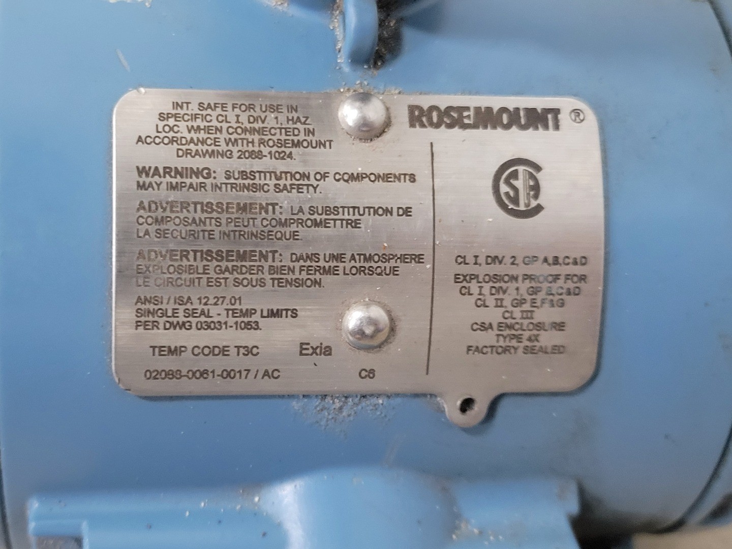 FISHER-ROSEMOUNT 3-15 PSIG Absolute and Gage Pressure Transmitter 2088 G2S22A1M5