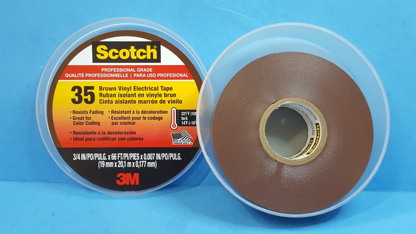 2 Rools-3M/SCOTCH, 35 Brown & Orange Vinyl Electrical Tape