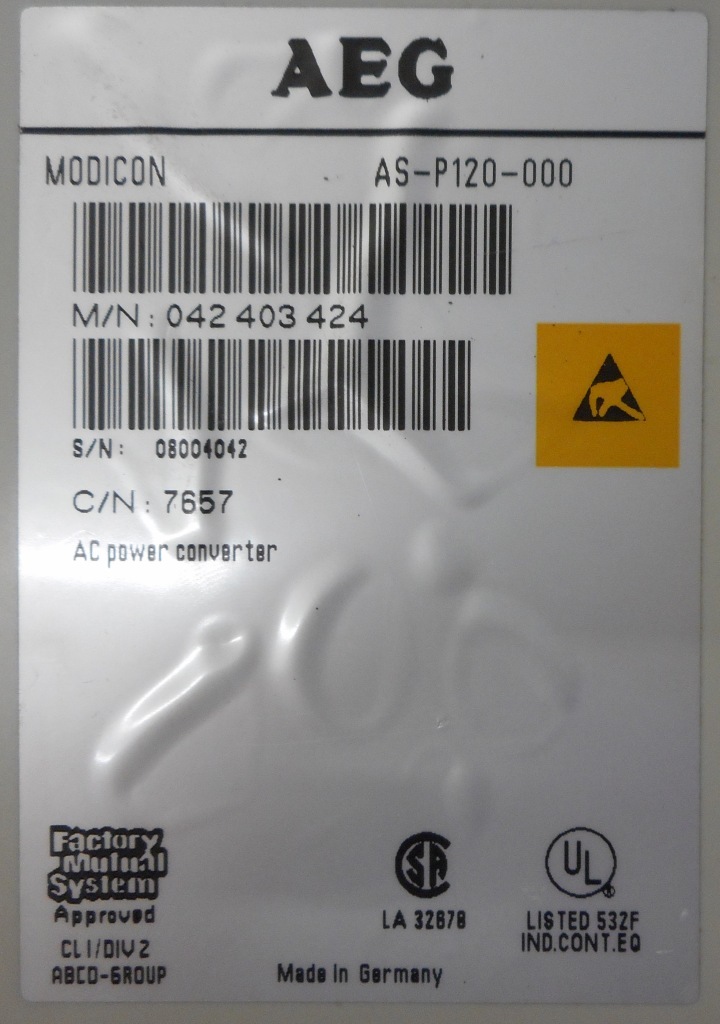 AEG SCHNEIDER MODICON, AS-P120-000, AC POWER CONVERTER