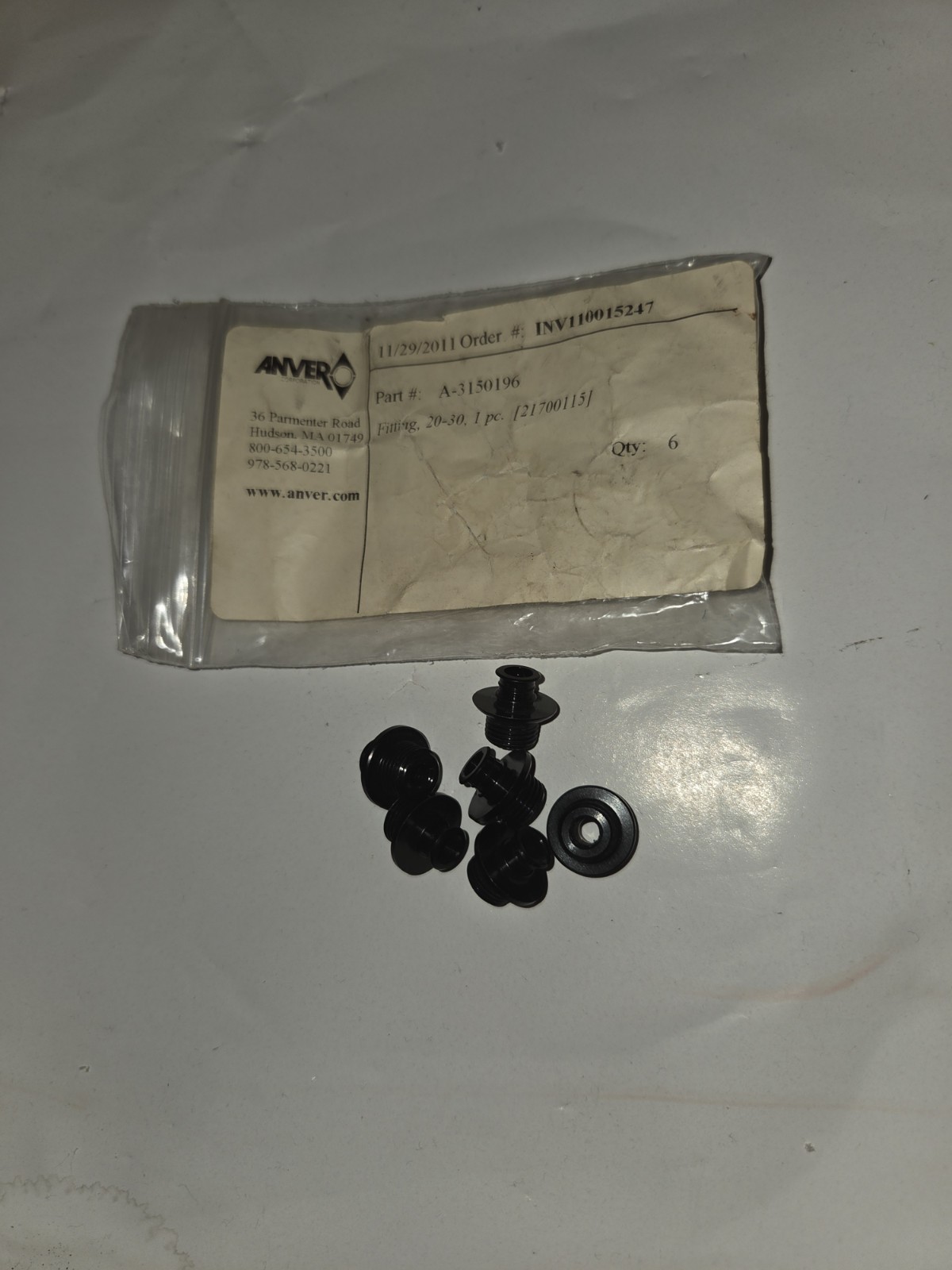 NEW LOT OF 6 GENUINE ANVER A-3150196 FITTINGS, 20-30