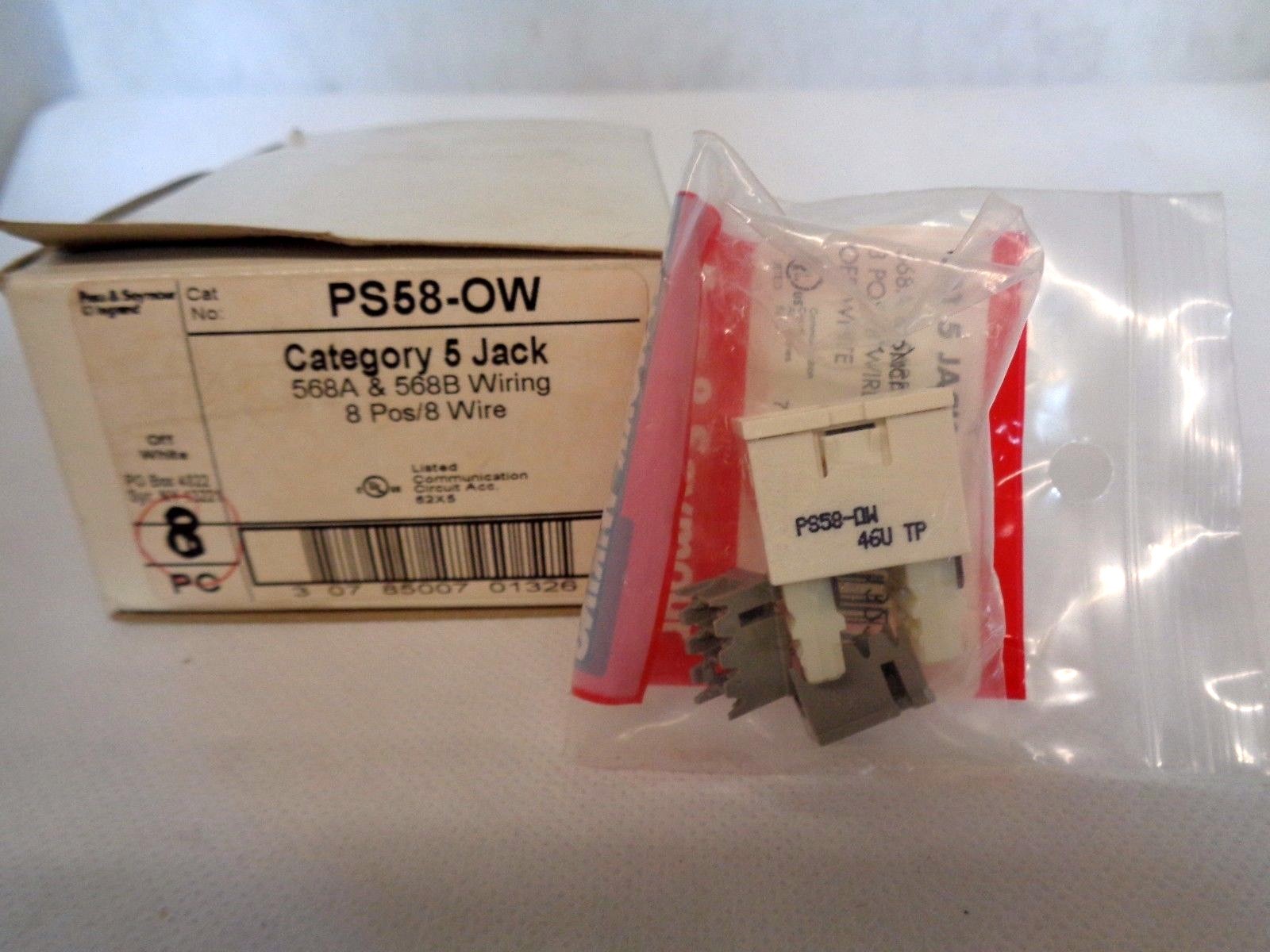 NEW BOX OF 8 PASS & SEYMOUR PS58-OW CAT 5 JACK