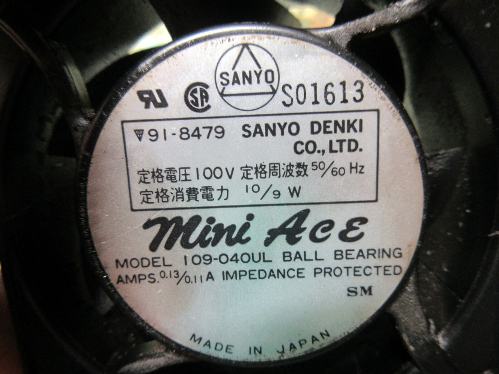 SANYO MINI ACE FAN MODEL 109-040UL BALL BEARING SM S01613 LOT OF 4 PIECES