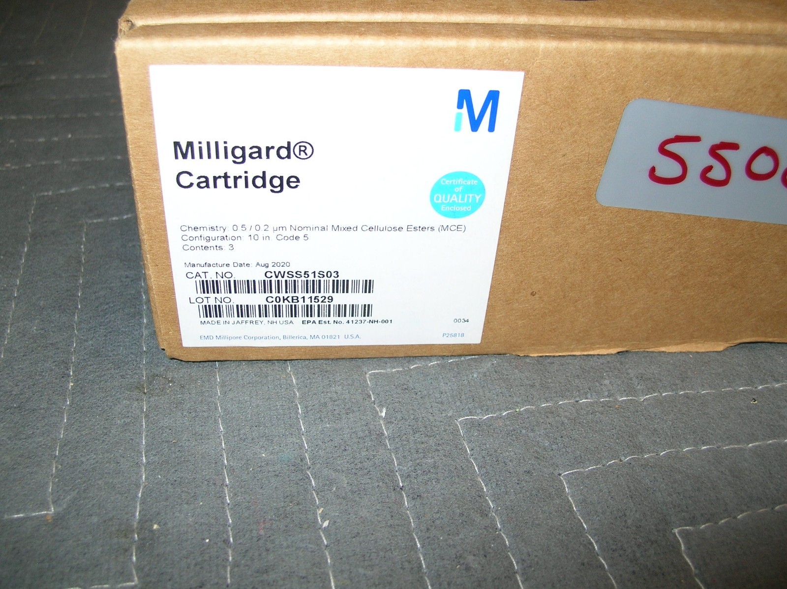 Millipore Milligard #CWSS51S03 3-Pack 10″ Cartridge Filter Code 5 0.5/0.2µm NEW