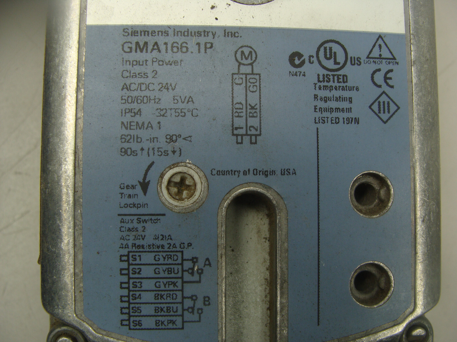 SIEMENS OPEN AIR ACTUATOR GMA166.1P 24VAC/DC 5VA 985GMA166P