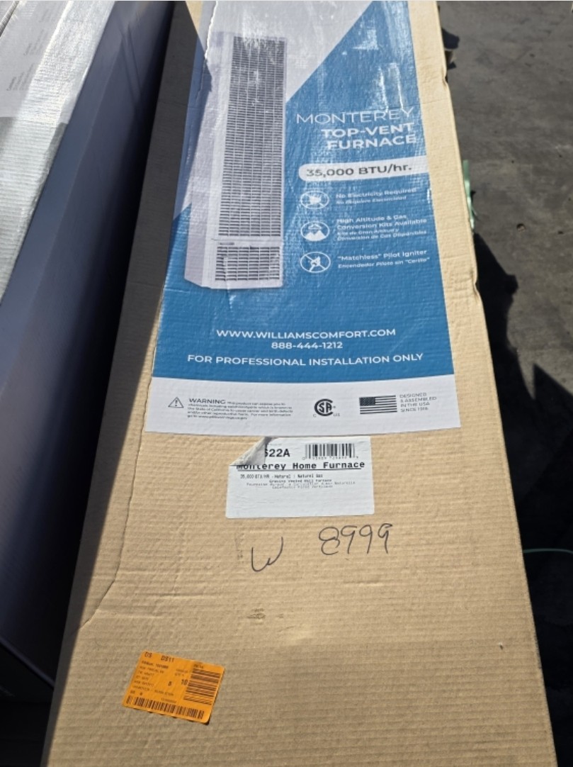 ✨️ Williams Monterey Top-Vent Wall Heater 35,000 BTUH, 66% AFUE, Natural Gas