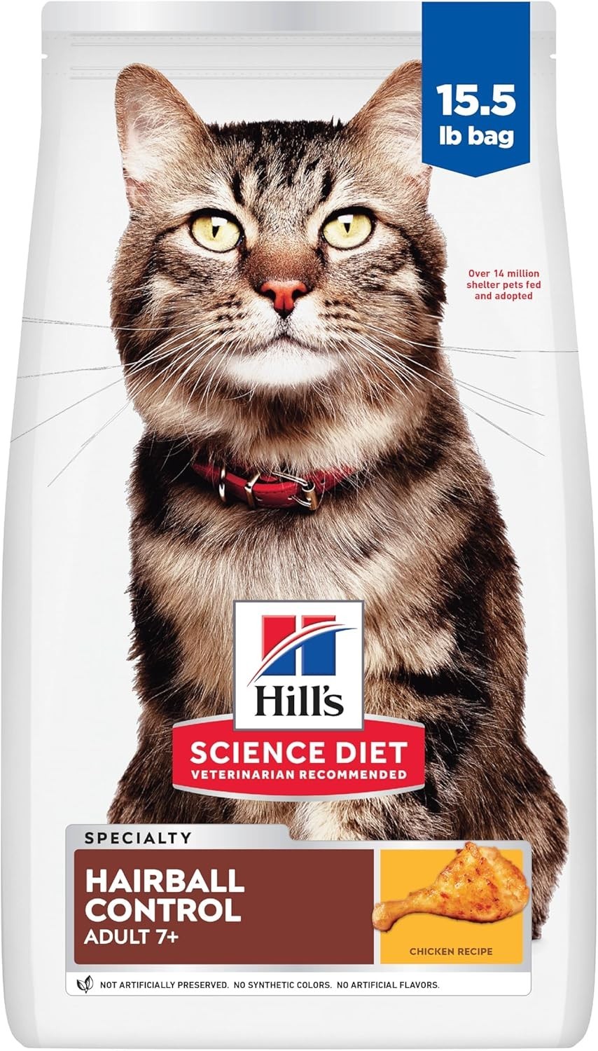Hill’s Science Diet Adult 7+ Hairball Control Chicken Cat Food 15.5lb