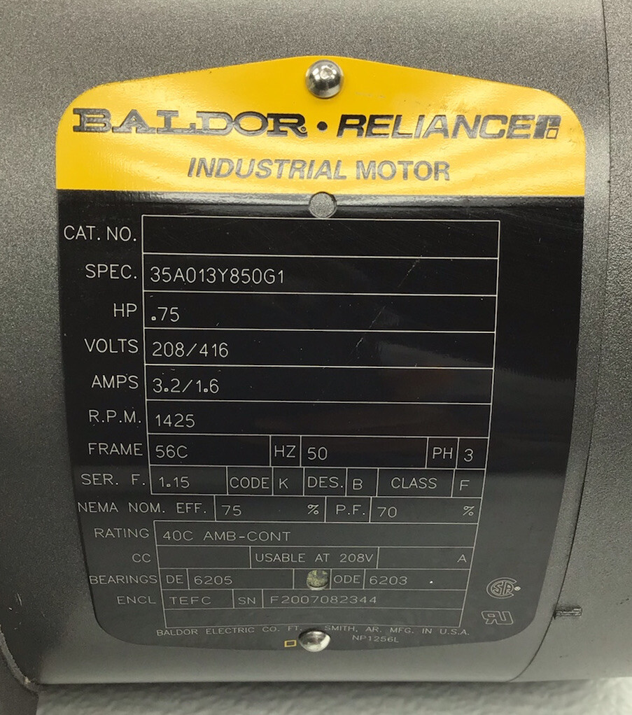 NEW BALDOR 35A013Y850G1 MOTOR 2-547-08R-999-00 .75HP 1425 RPM