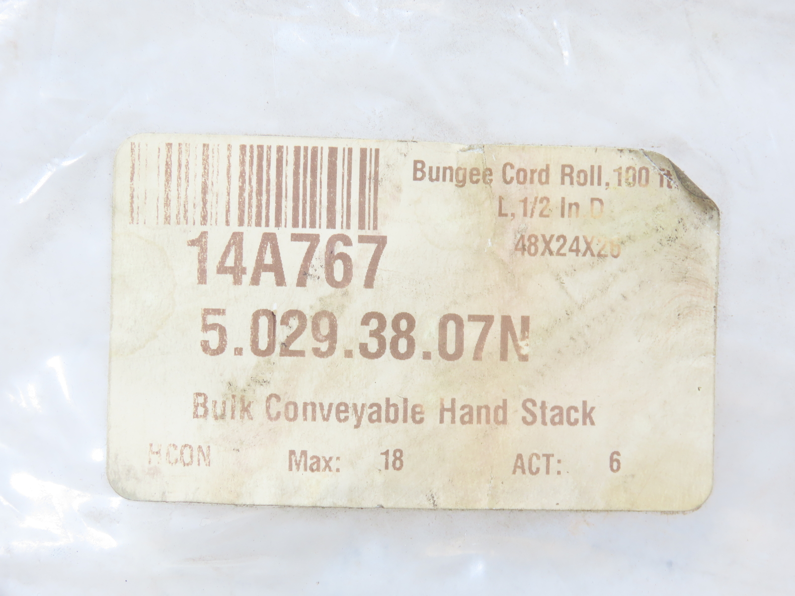 BULK-STRAP NL1012 Bungee Cord Roll Nylon 1/2 in Cord Dia 50 ft Lg White 14A767