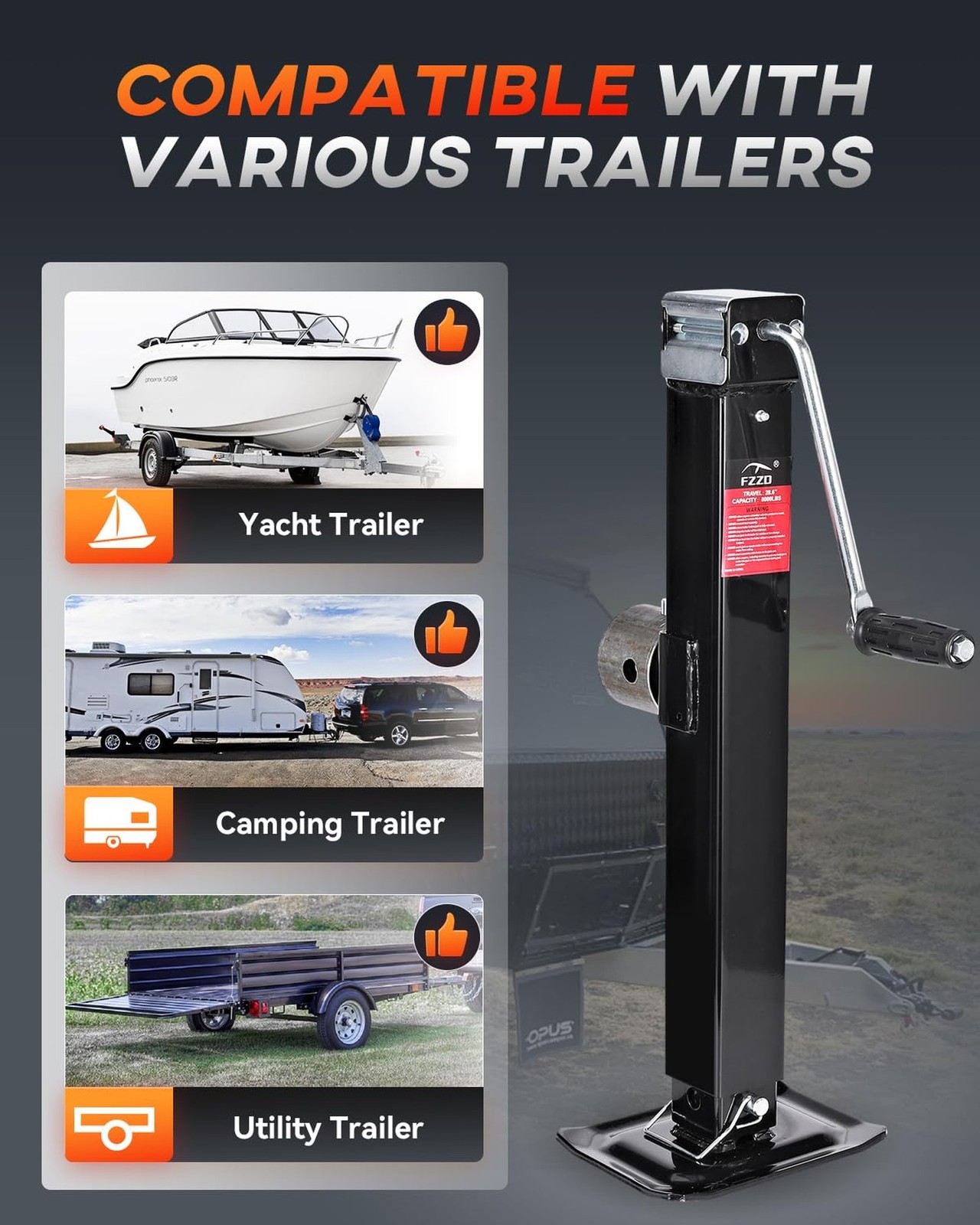 8000 lbs Swivel Trailer Jack, Weld-On Pipe Mount Tongue Jack,28.6″ Vertical T…