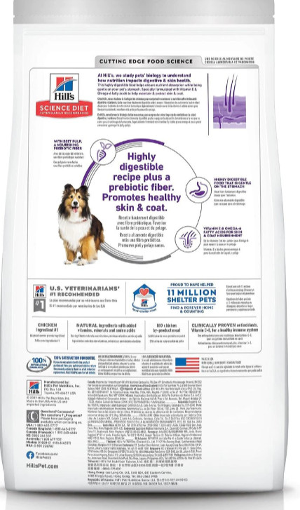Hill’s Science Diet Adult Sensitive Stomach & Skin Dog Food – Chicken, 36lb