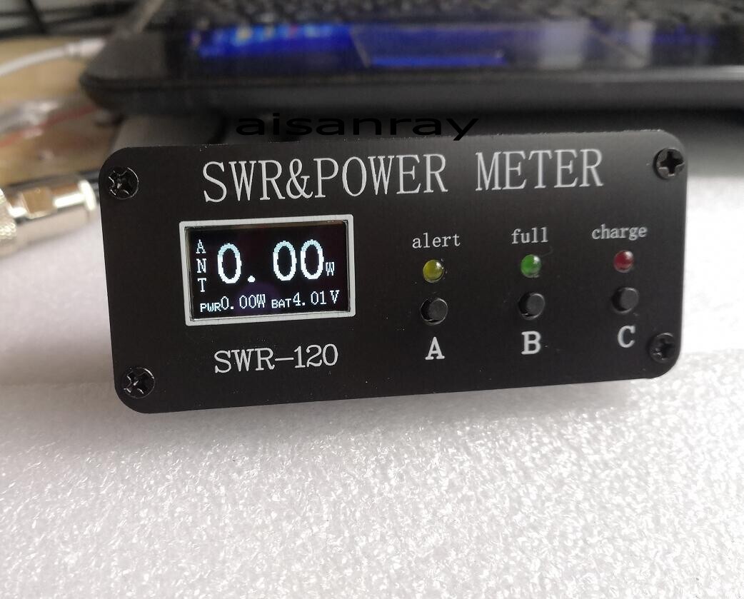 1.8M-50MHz 0.5W-120W SWR HF Short Wave SWR and Power Watt Meter + OLED + Battery