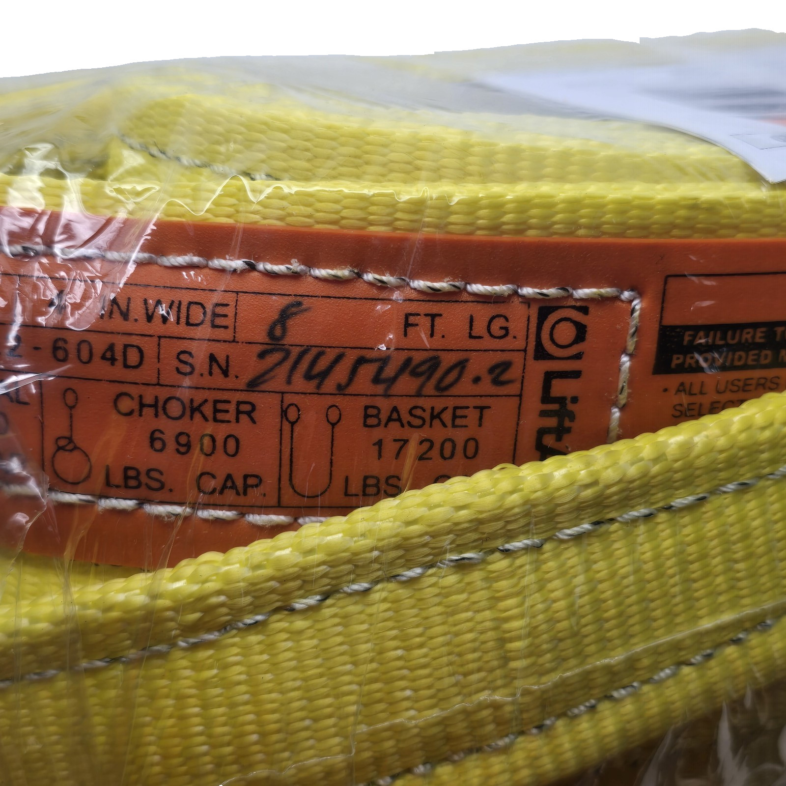 LIFT-ALL Web Sling: Type 3, Polyester, 8 ft Sling Lg, 12 in Eye Lg, 2 Plies