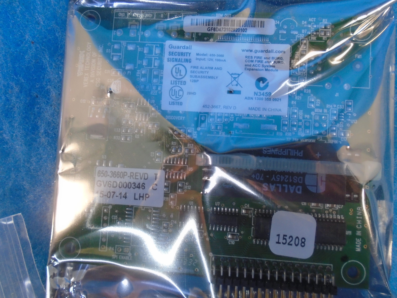 GUARDALL 120-3660E N3459 15208 VEREX FEATURE EXPANSION BOARD 1YR WARRANTY