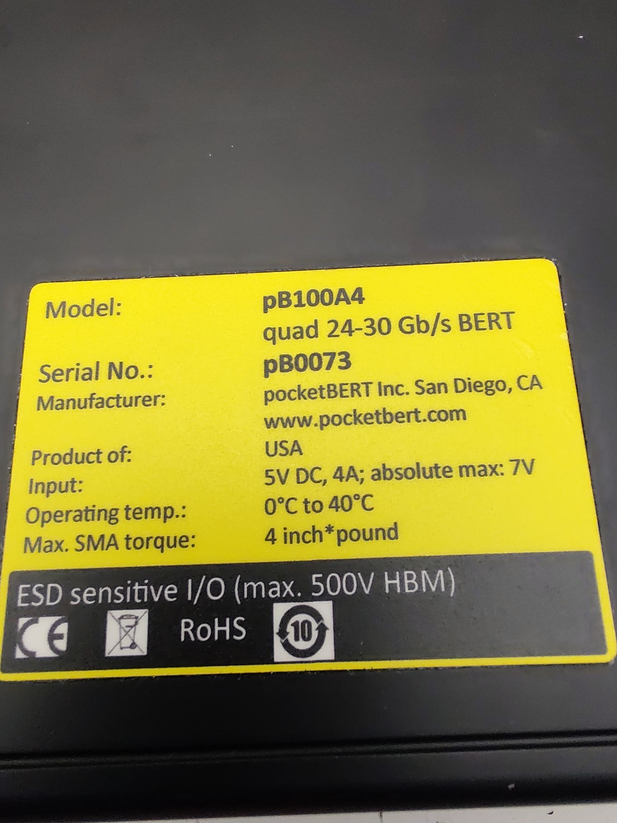 pocketBert pB100A4 Quad 25-28 Gb/s BERT Test equipment pB0073