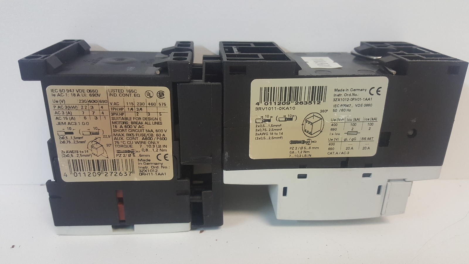 GUARANTEED! SIEMENS CONTACTOR 3RT1015-1KB42 W/ SIEMENS BREAKER 3RV1011-0KA10