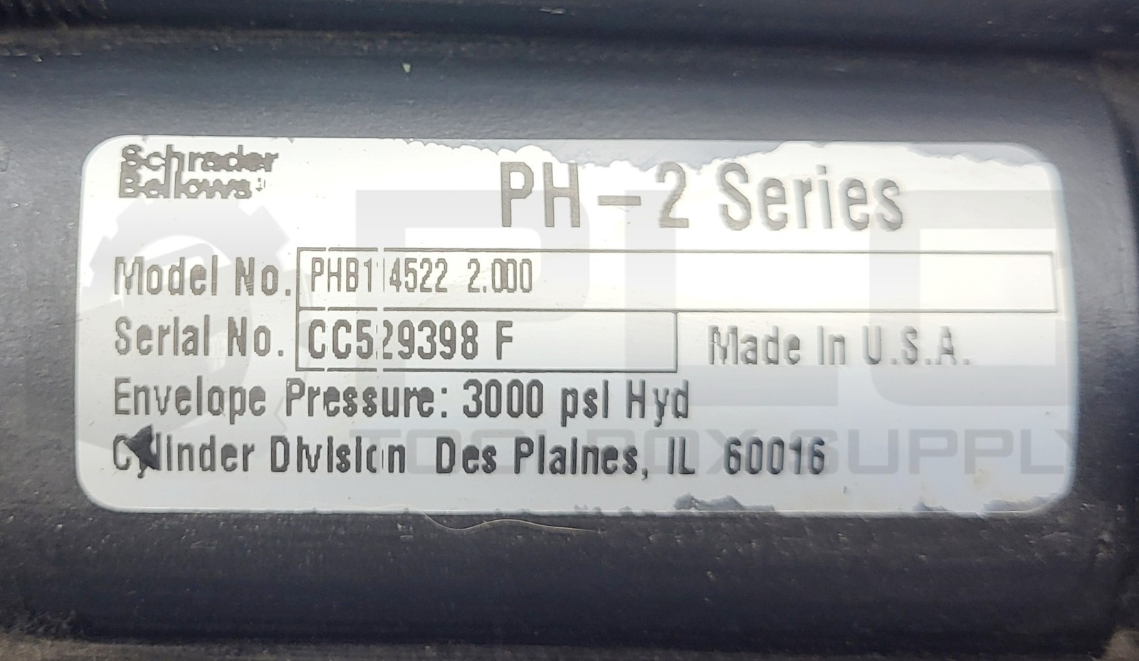 NEW SCHRADER BELLOWS PHB14522 2.000 HYDRAULIC CYLINDER 3000PSI