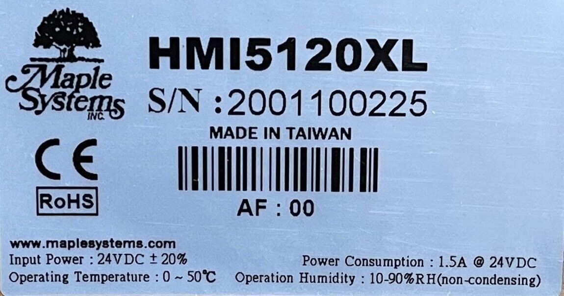 New! Maple Systems HMI5120XL 12.1″ HMI Touch Screen 24VDC