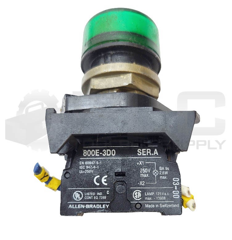 LOT OF 4 ALLEN BRADLEY 800E-3D0 /A W/ GREEN PUSH BUTTON