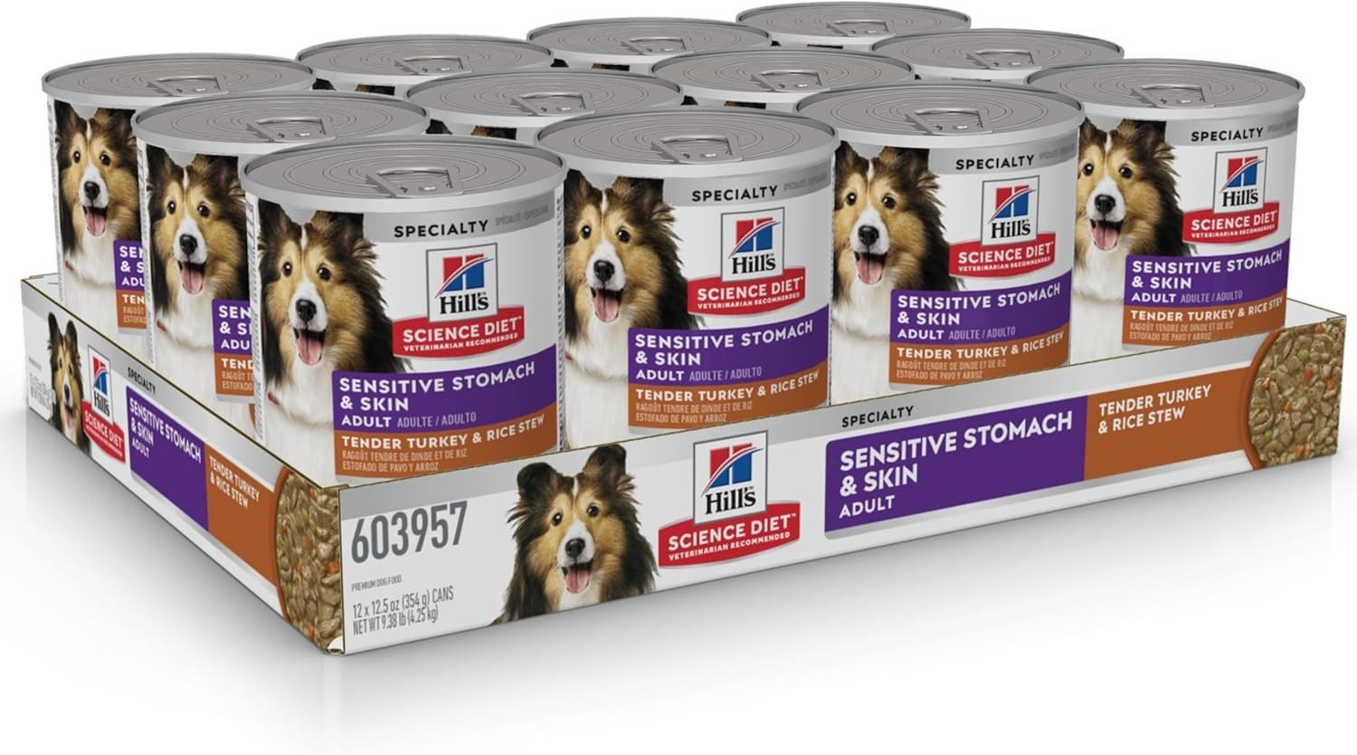 Hill’s Science Diet Sensitive Stomach Turkey & Rice Wet Dog Food 12.5oz, 12ct