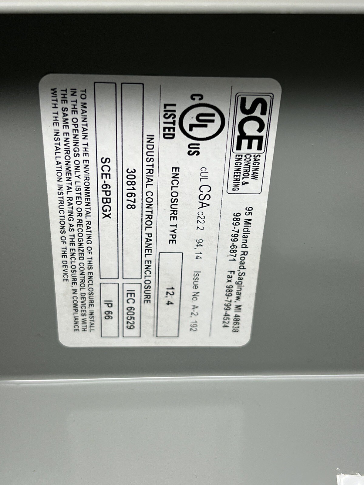 NEW SAGINAW 6 HOLE 22MM ENCLOSURE SCE-6PBGX