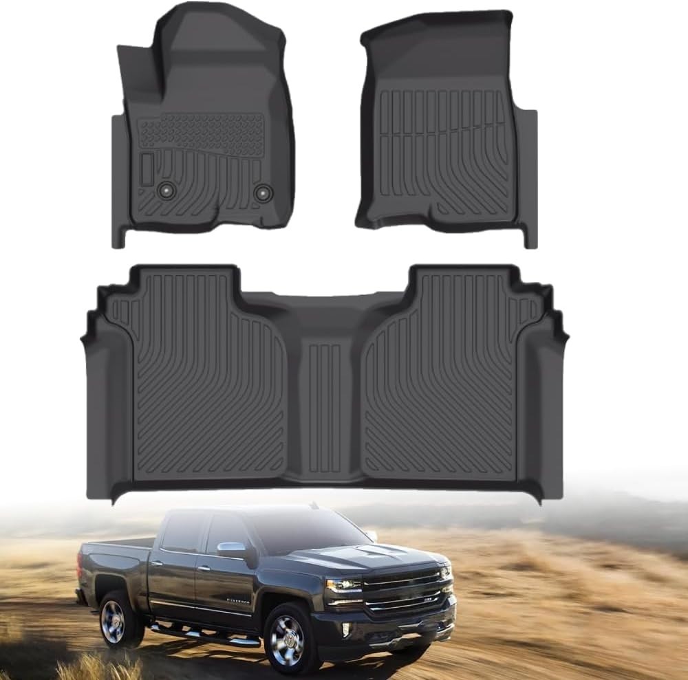 Floor Mats for Chevy Silverado GMC Sierra 1500 2500 3500 HD Crew Cab 2019-2025