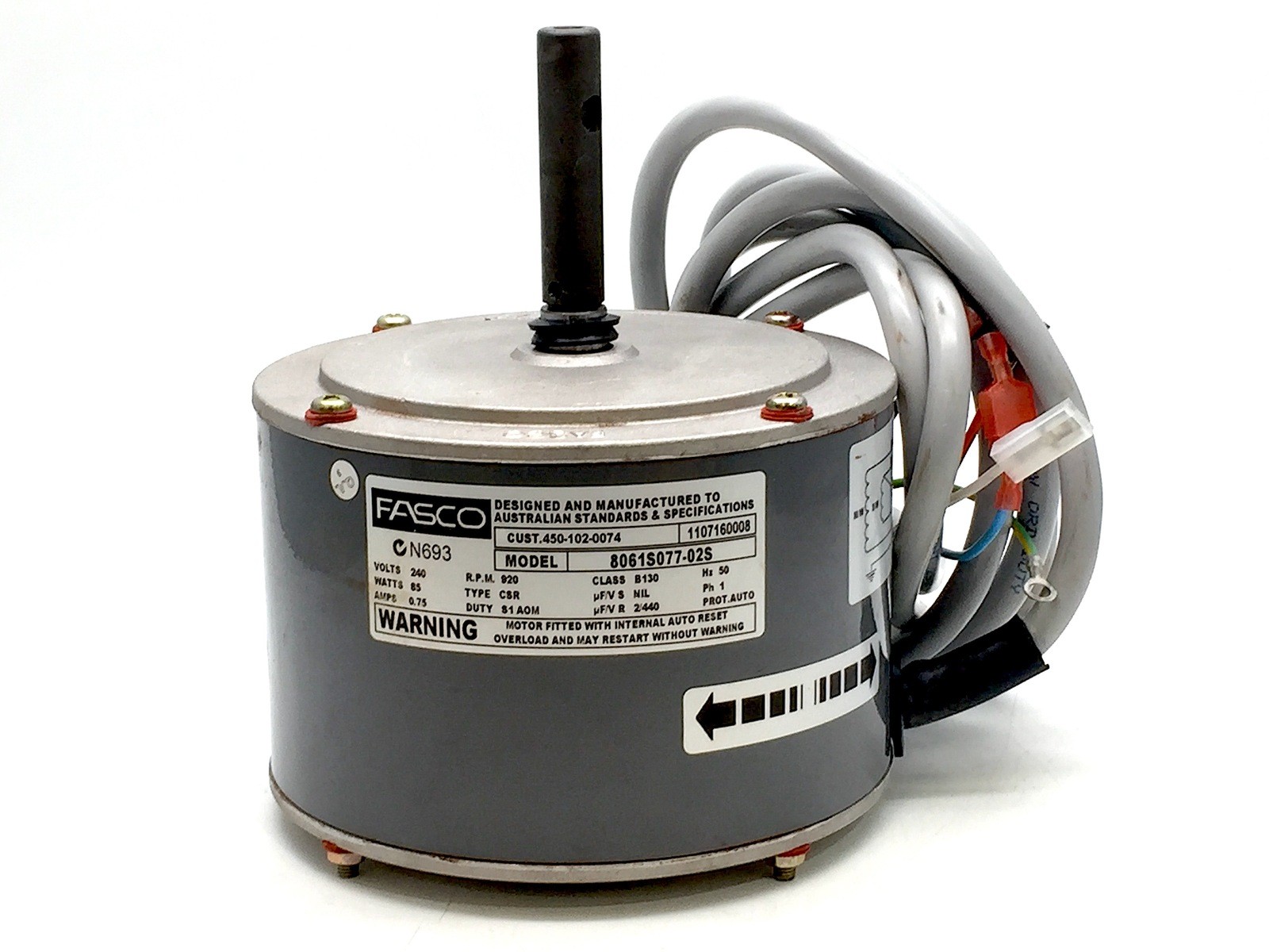 Fasco 8061S077-02S Fan Motor A/C 240V 85W 0.75A 920 RPM Single Phase