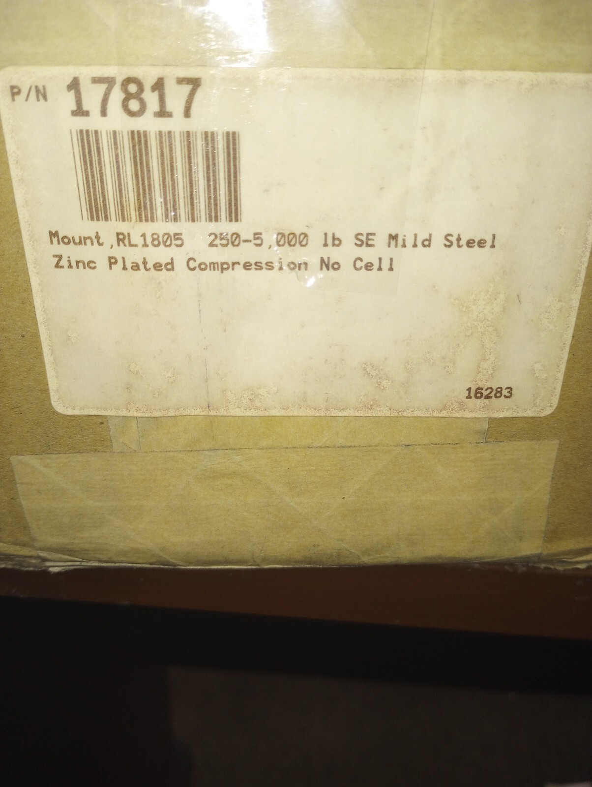 Rice Lake 17817 Mount RL1805 250-5,000lb SE Mild Steel Zinc Plated Compres