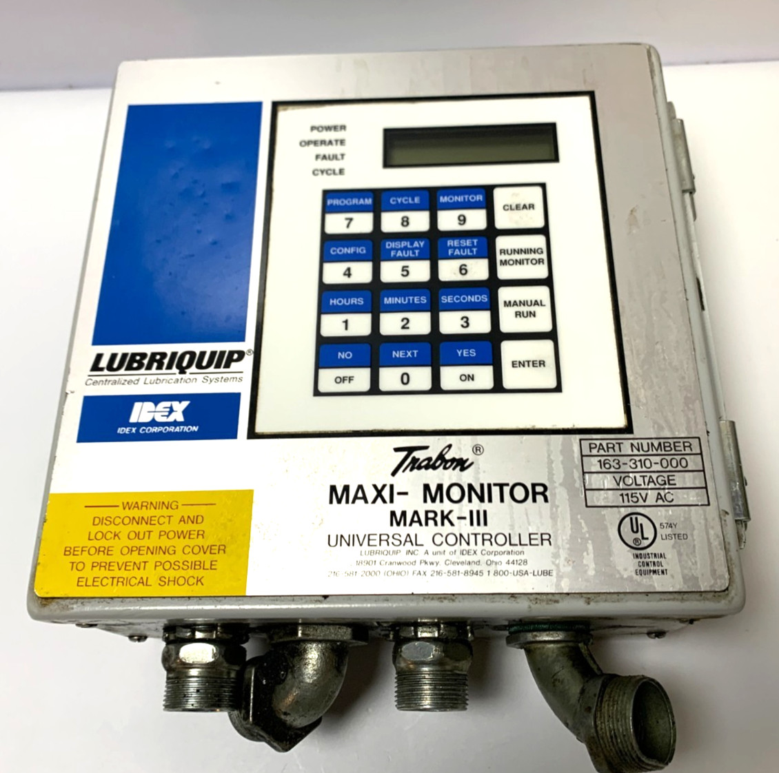 Trabon Maxi-Monitor Mark-III Universal Controller 163-310-000 115VAC