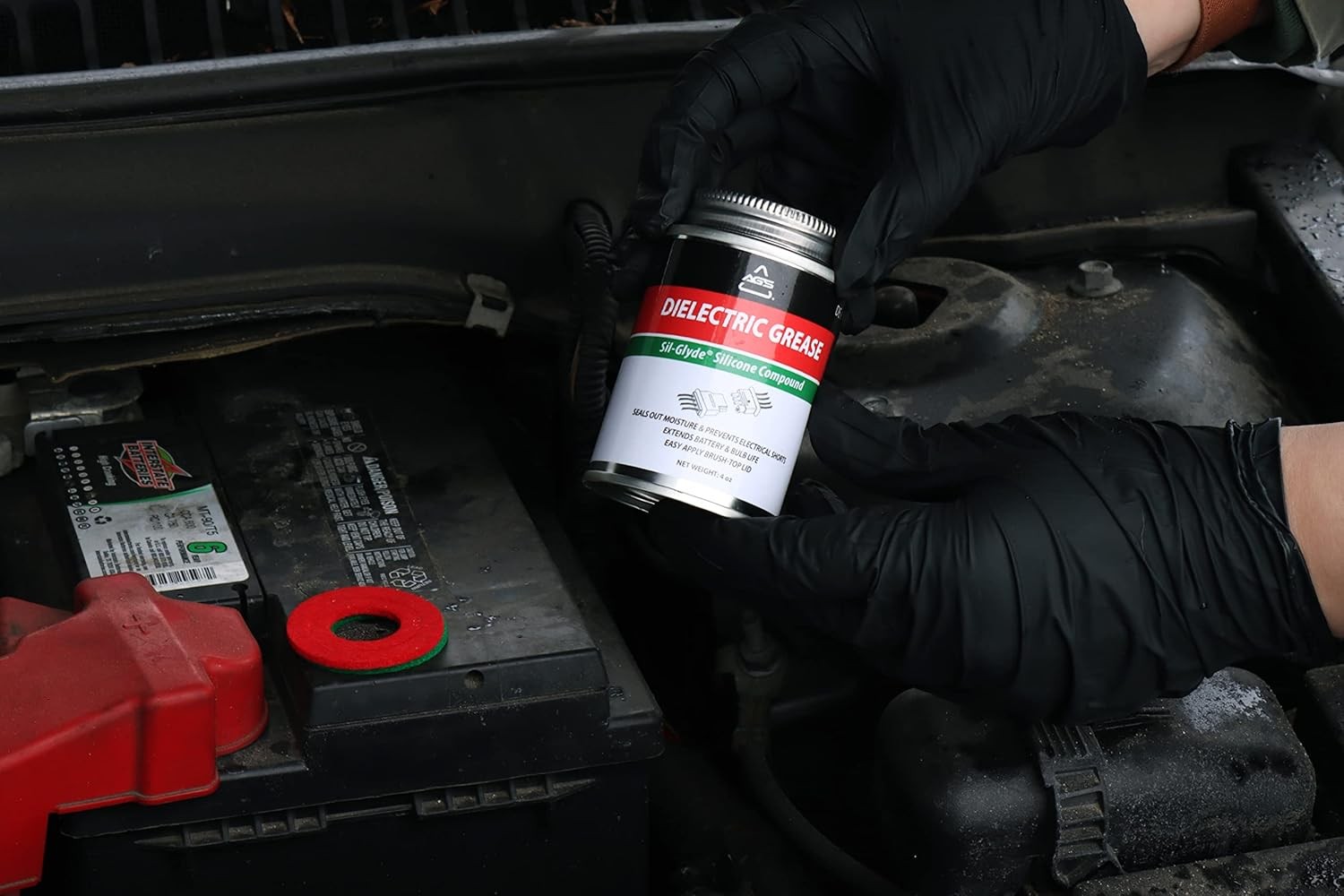 AGS Automotive Solutions Brush Top Can Dielectric Silicone Grease 4oz