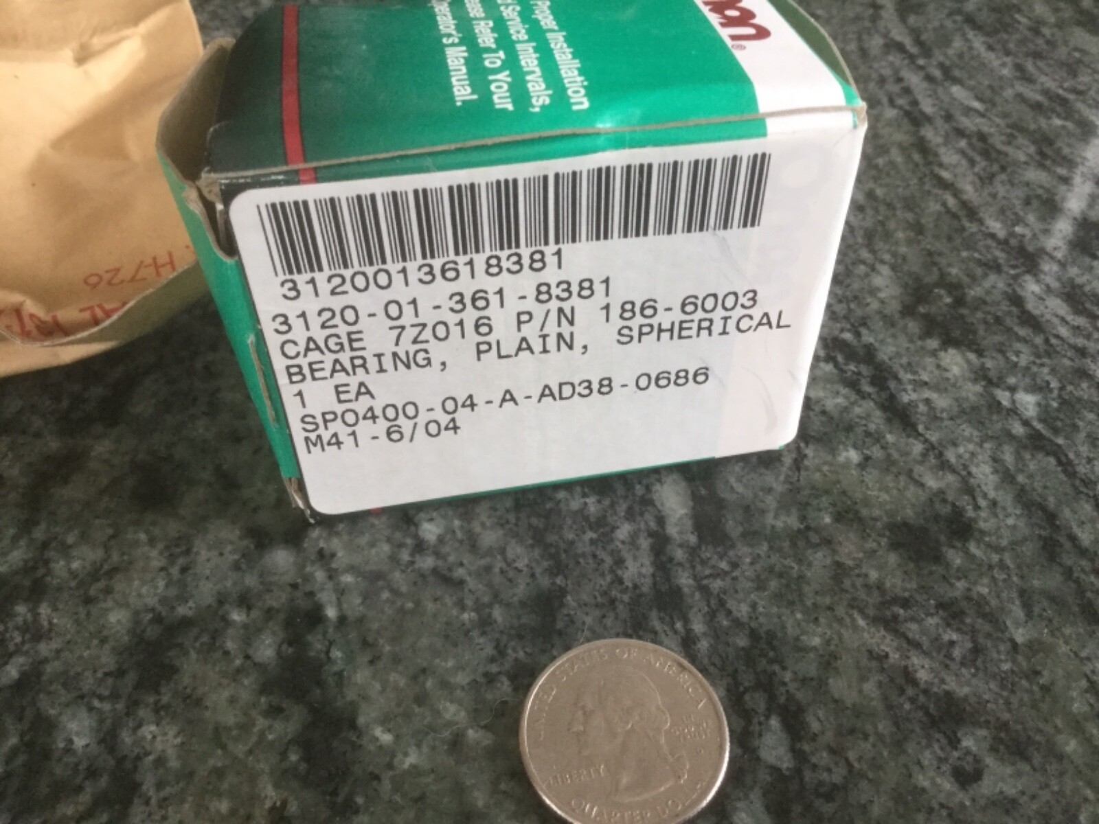 ONAN 0186-6003 BEARING NSN 3120-01-361-6003 new