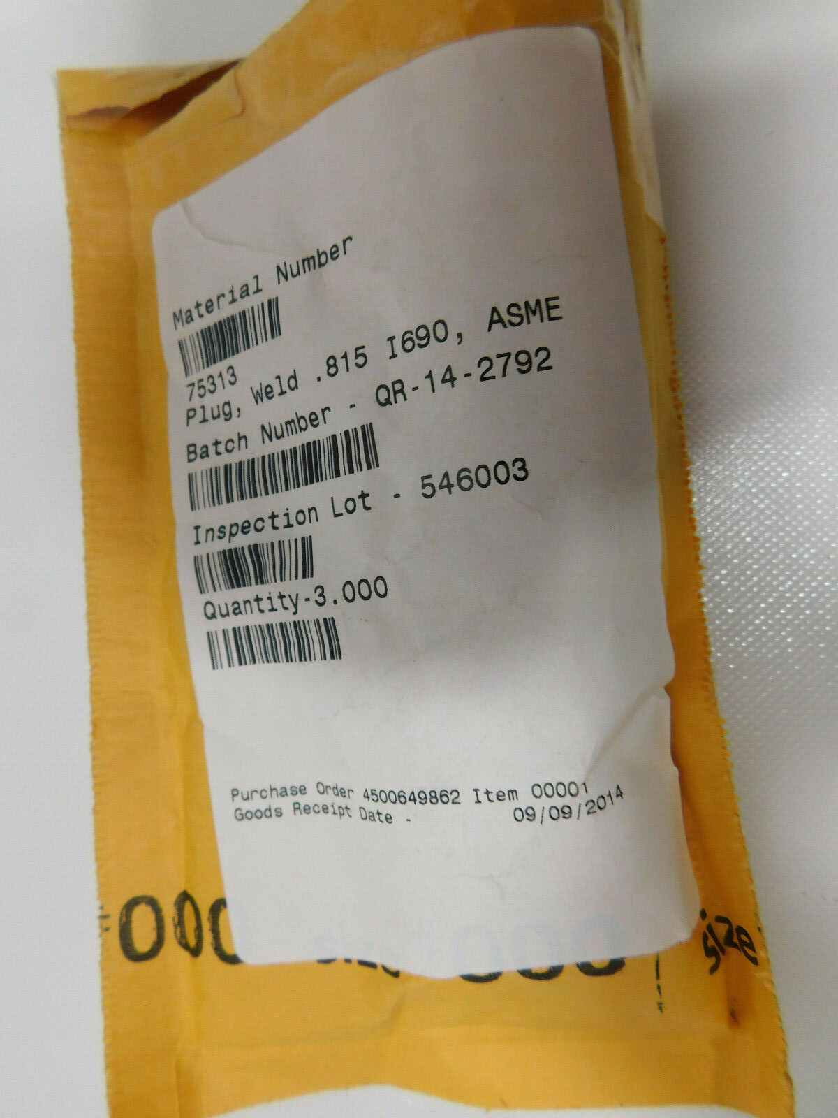 3 ea Westinghouse Weld Plug .89″x1.22″ 10080C79-H01 .815 I690 1Z092 1Z093 1Z094