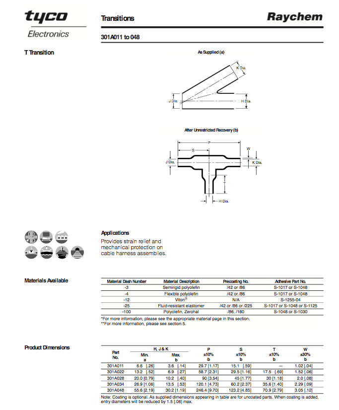 TE Connectivity / Raychem 301A034-25-0 Heat Shrink Molded Boot Motorsport MIL