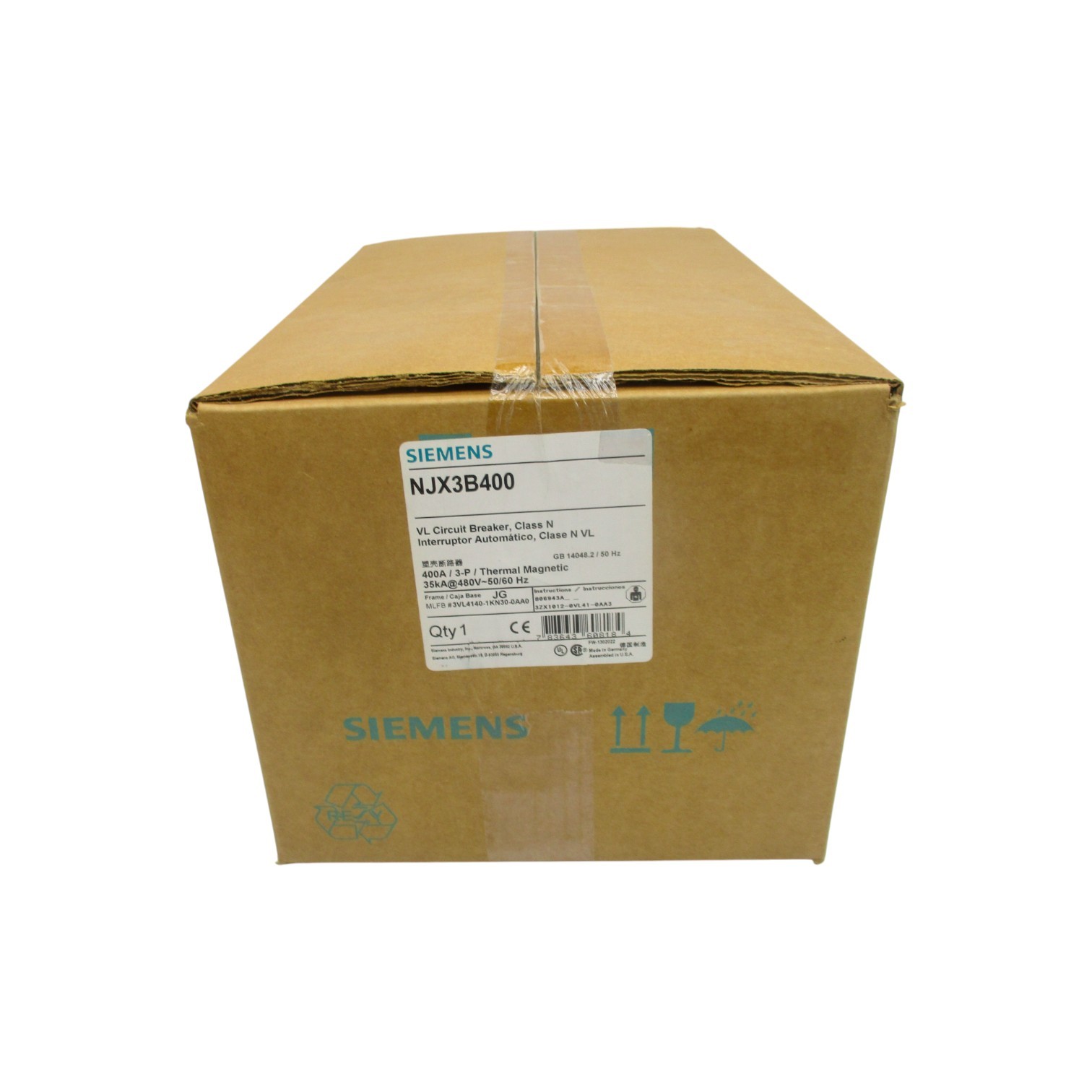 SIEMENS NJX3B400 3VL4140-1KN30-0AA0 480V 400A NSFS