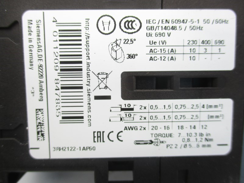SIEMENS 3RH2122-1AP60 220/240V NSMP