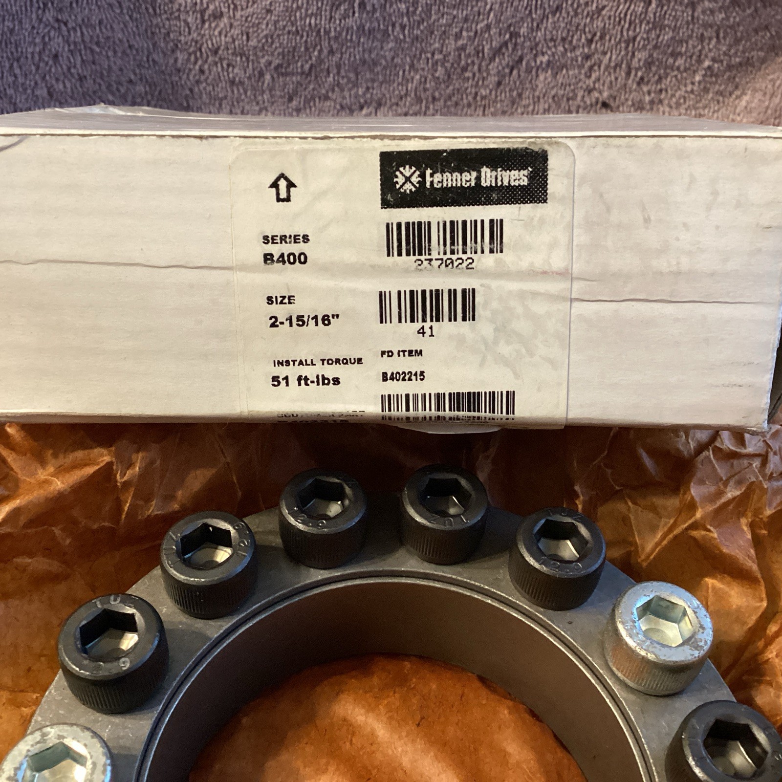 FENNER DRIVES…B402215…2-15/16”..series B400…Keyless Bushing…NEW