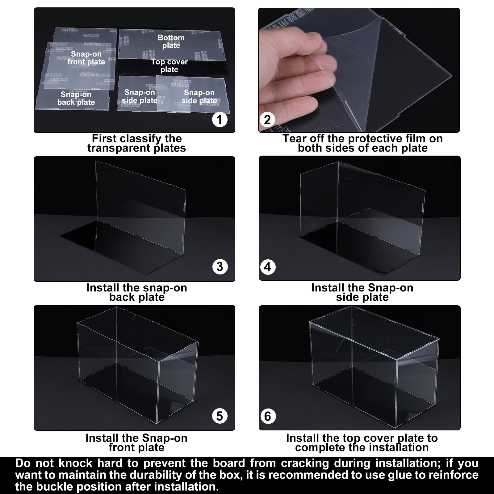 Acrylic Display Case Plastic Cube Storage Box Clear Assemble 41x21x25.5cm