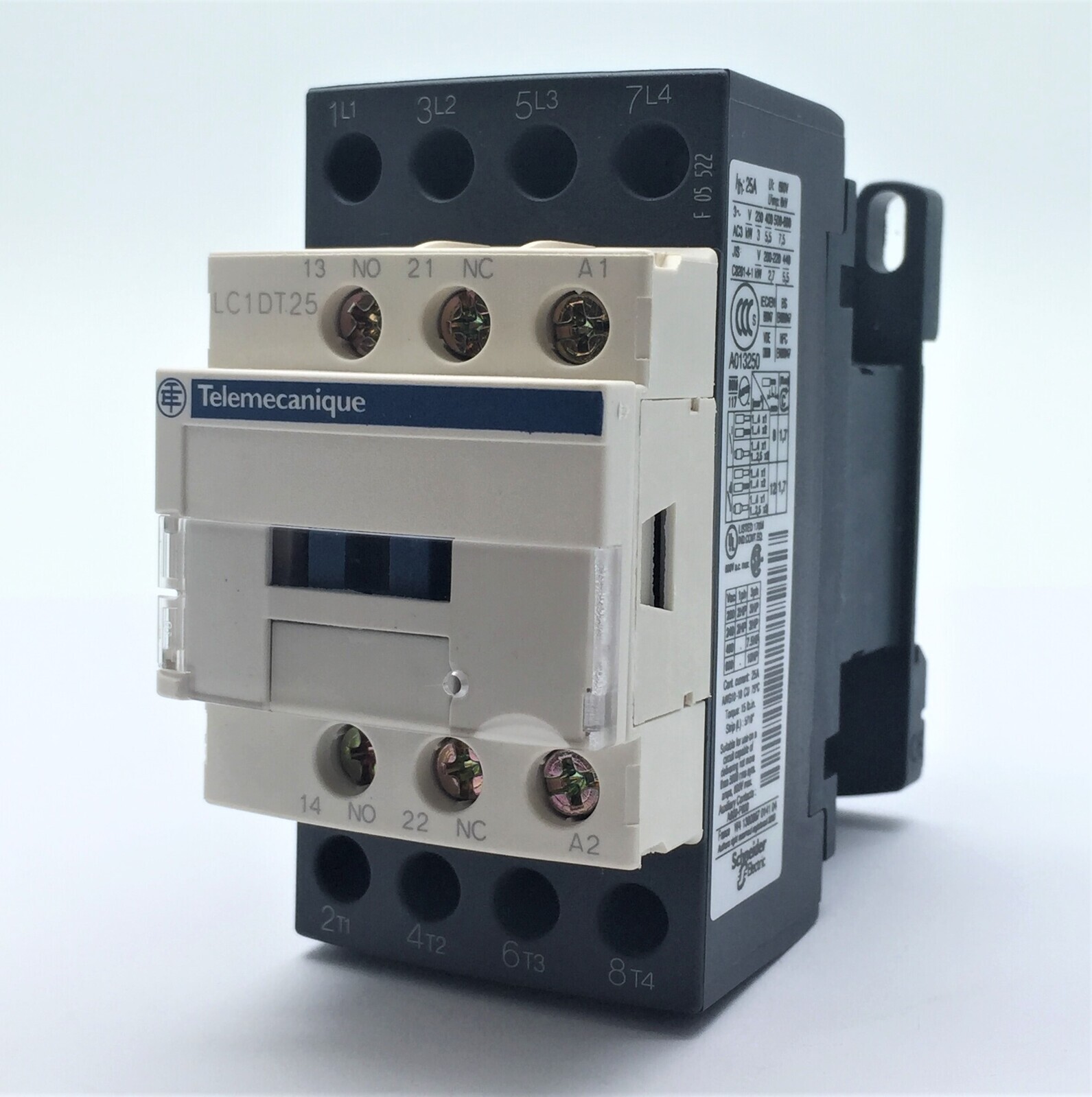 Square D LC1 DT25U7 Contactor 25A 4P 5,6kW 400V 7,5HP/480V 230V 50Hz Coil 057768