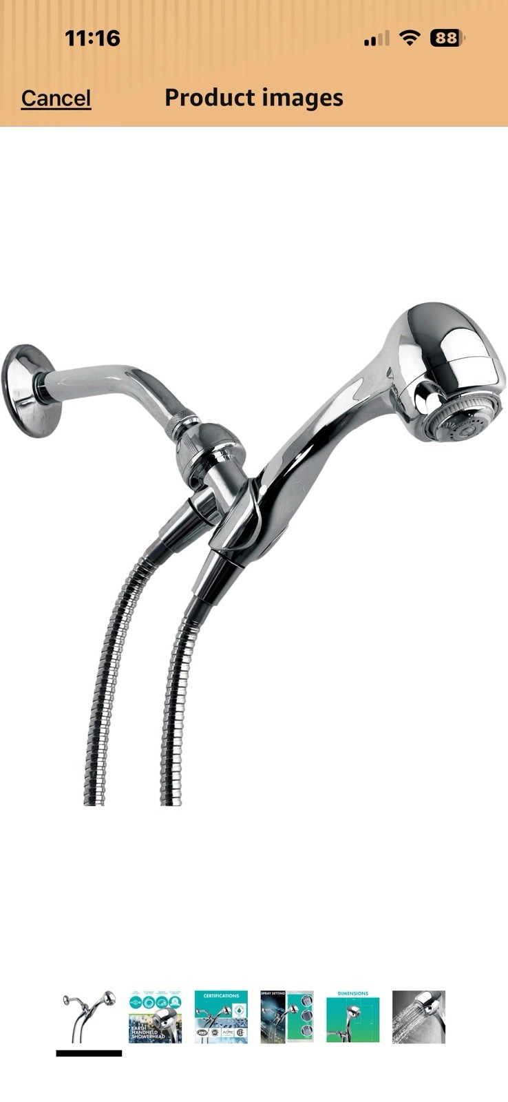 Niagara N2935CH Earth Spa 3-Spray 2.0 GPM Wall Mount Handheld Shower Head