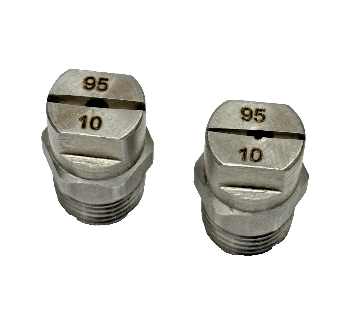 Lot Of 2, Spraying Systems H1/4U-SS9510 Stainless Steel Flat Fan VeeJet Nozzle