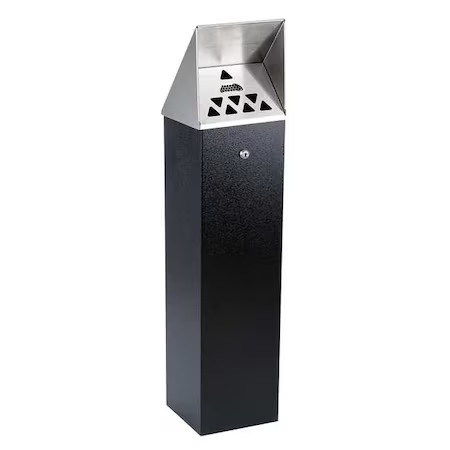 No Butts Bin Co Hdd04 Cigarette Receptacle, Black, 1.75 Gal