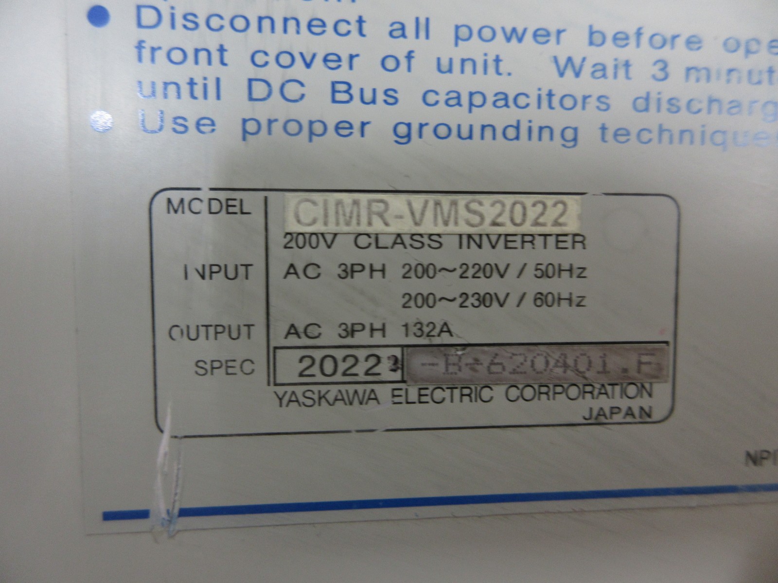 YASKAWA CIMR-VMS2022 YPHT11014-1A AVR000379 YPCT21104-1-0 3546P07530-B DRIVE
