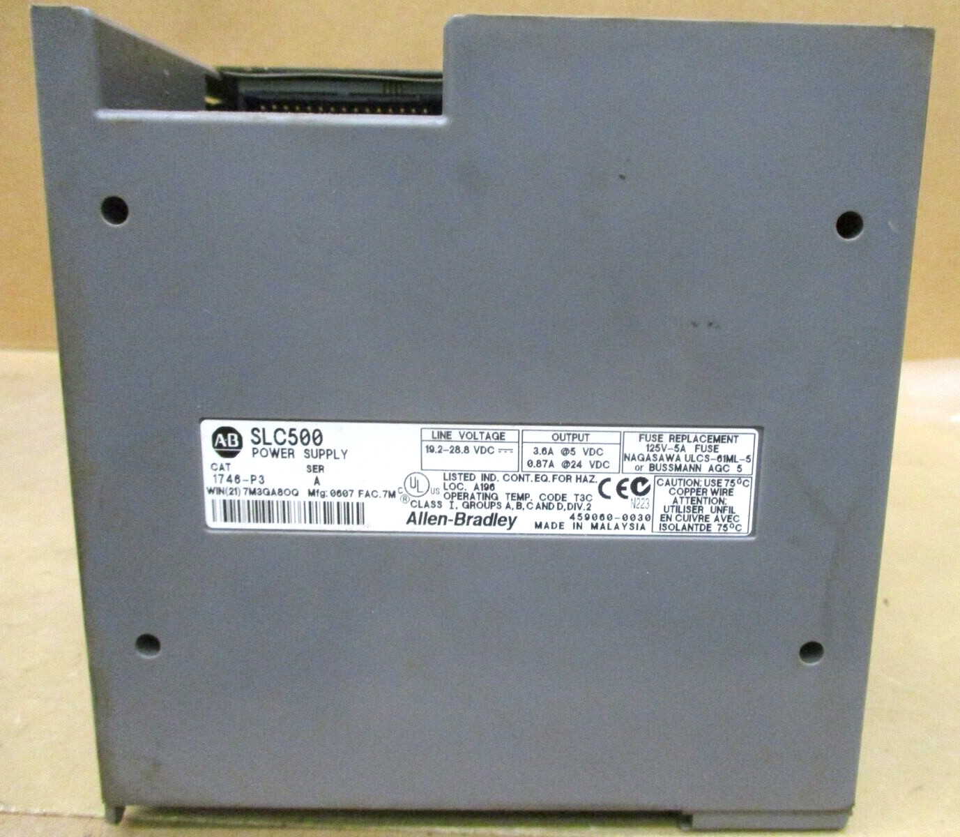 Allen-Bradley SLC 500 1746-P3 Ser A SLC 5/04 CPU 1747-L542 48674GN